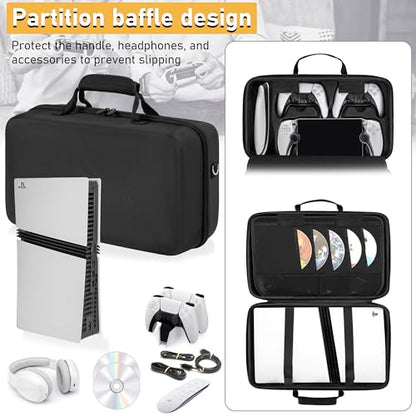 OUUTMEE Hard Shell Carrying Case Compatible with PS5 Pro | Travel Storage Bag for PlayStation 5 Pro, Organizer Protective Case Holds PS5 Pro Disk Digital Edition, Games and Accessories - size: For PS5 Pro