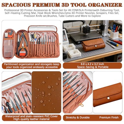 66Pcs 3D Printer Tools Kit with Storage Case, All-in-One Accessories for FDM/SLA Printers - Deburring Tool, Scrapers, Metal Files, Brushes, Hand Drill, Tweezers & More, for Bambu Lab, Ender 3, Kobra