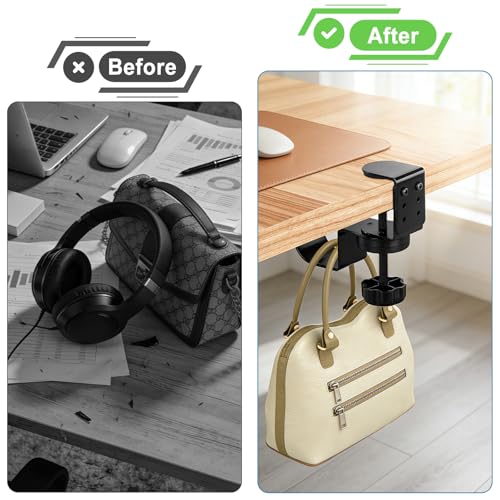 MYITYARD Clamp Mug Hooks Under Desk, Clip On Hook Cup Holder, Desktop Hanging Headphone Hook for Office, Computer Desk, Student Class Desk, Cabinet - color: Desk Hooks