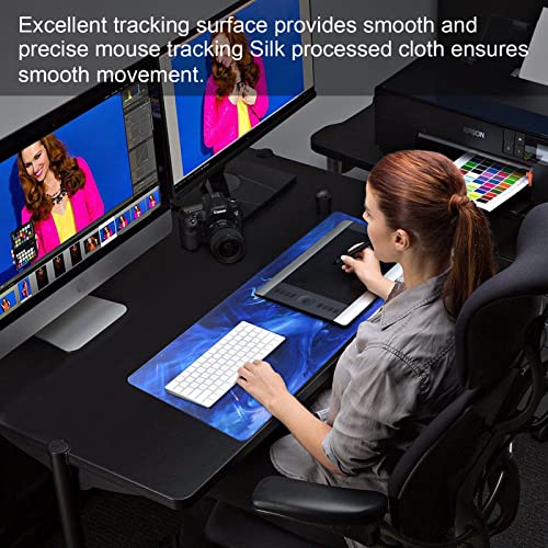 Large Gaming Mouse Pad with Stitched Edges,[27.5x11.8In] Extended Mouse Pad with Non-Slip Natural Rubber Base for Gamer/Desktop/Office/Home (70x30 Bluedragon) - color: 70x30 Bluedragon