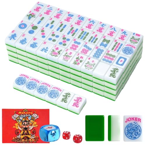 1.2-inch Premium American Mahjong Tile Set. Made of Durable and Sturdy Melamine. Perfect for Multiplayer Games, on-the-go Gaming, and Playing with Family and Friends. (Green) - color: Green