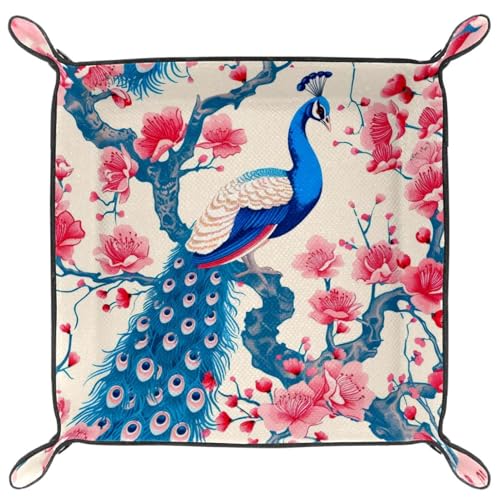 Peacock and Flower Dice Tray Dice Rolling Tray Folding Dice Holder for Dice Games, Like RPG, DND and Other Table Games - color: Multi 1