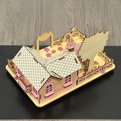 Log Cabin Mini House 3D Wooden Puzzle Building Kit for Adults Teens | Laser-cut eco wood decor gift for teens & adults 14+, mostly glue-free assembly house building craft