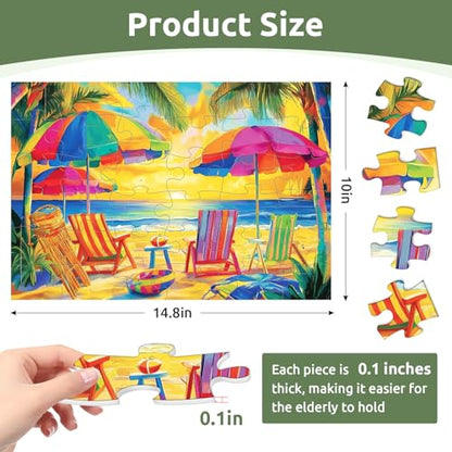 6 Pack 36 Large Piece Puzzles for Seniors, Dementia Alzheimer's Products Activities for Elderly Adults,Alzheimer’s Puzzle Memory Cognitive Games Easy Jigsaw Puzzle Gifts with 6 Storage Bags - style: 36 Large Pieces