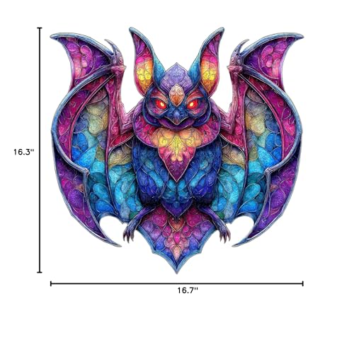 MEATRN Wooden Puzzles for Kids, Stained Glass Bat Wood Puzzles Adult, 503 Pcs - color: Bat, size: Large
