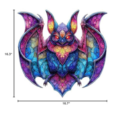 MEATRN Wooden Puzzles for Kids, Stained Glass Bat Wood Puzzles Adult, 503 Pcs - color: Bat, size: Large