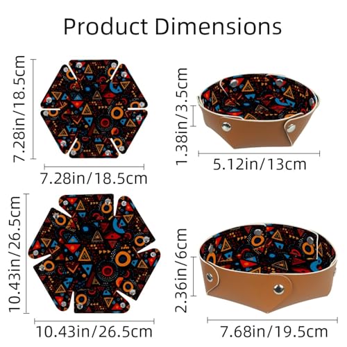 2Pcs PU Dice Holder Folding for RPG DND Table Games, Dice Trays Storage Box Portable Folding Rolling Dice Tray, Geometric Pattern - color: Multi 6