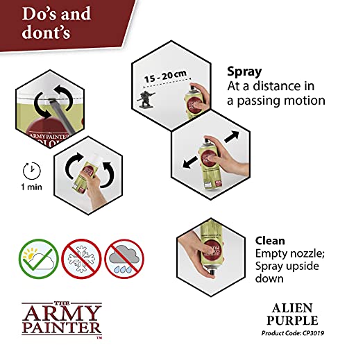 The Army Painter, Colour Primer Alien Purple, 400 ml spray acrilico | Primer viola alieno per dipingere miniature Warhammer e Dungeons and Dragons - color: Alien Purple