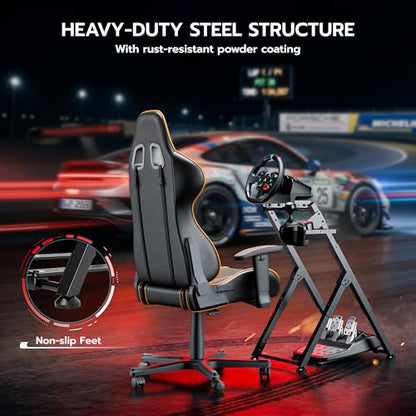 ARES WING Foldable Sim Racing Wheel Stand, Compact Racing Simulator Cockpit | Sim Racing Cockpit Compatible with Logitech G29 G920 G923, Fanatec, Thrustmaster, Moza, Simagic, Racing Games Equipment - size: Stand