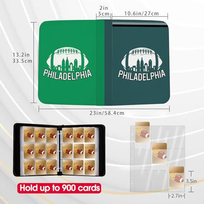 Philadelphia Football Card Binder with Sleeves, 900 Pocket, 3 Ring, Waterproof, Dustproof, Durable - color: Philadelphia Football, size: 900