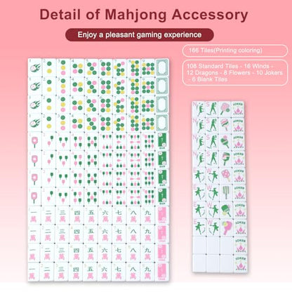 Cuffbow Dinkball-Themed Engraved American Mahjong Tile Set 160 Quality White Tiles (1.2 Inch, Tiles Only) Mini American Mahjong Game Set for Ideal Gifts, No Additional Accessories(Dinkball,Pink) - color: Pink, style: Dinkball