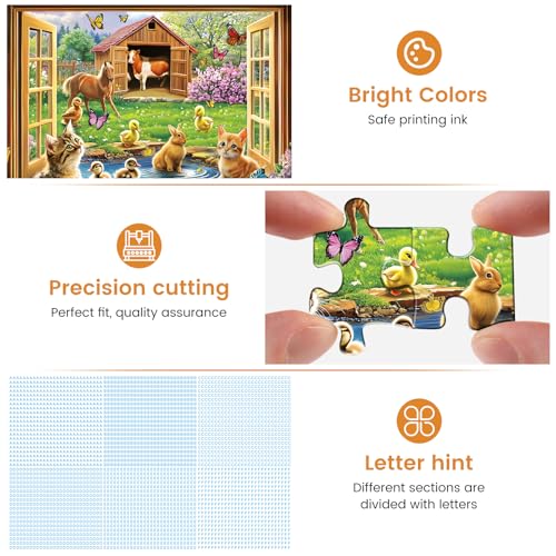500 Piece Puzzles for Adults Funny Cat Animal Jigsaw Puzzles 500 Pieces Adult Puzzles Pet Lover Family Challenging Game Gift for Friends 20.5x15IN - style: Farm
