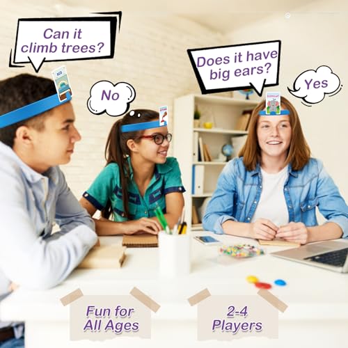 Headbands Game for Kids – Guessing Board Game to Boost Vocabulary, Critical Thinking, and Social Skills – Quick Question Family Game Night for 2–4 Players – Travel-Friendly Fun (Mixed Theme) - style: DIY Mixed