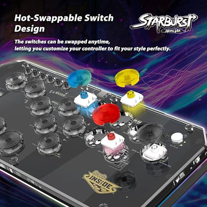 Brook Fighter Starburst Metal Ver. All-Button Arcade Controller for PS5, PS4, Xbox Series X|S, NS, NS2 & PC, Metal Side Handles, Hot-Swappable Switches, RGB Lighting, Officially Licensed (Black) - color: Black