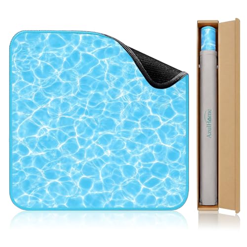 31.5" Crease-Free Mahjong Mat Non-Slip Noise-Reducing Game Table Cover | With Carry Bag, Water Ripple Board Game Mat, Rubber Base for American Mahjong Poker Dominoes & Board Games - color: Water Ripple
