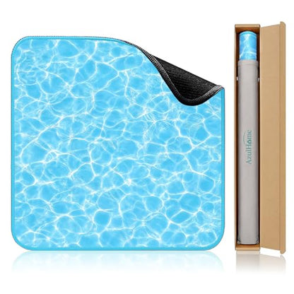 31.5" Crease-Free Mahjong Mat Non-Slip Noise-Reducing Game Table Cover | With Carry Bag, Water Ripple Board Game Mat, Rubber Base for American Mahjong Poker Dominoes & Board Games - color: Water Ripple