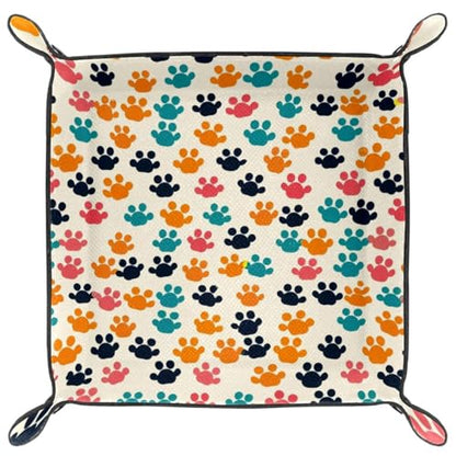 Dogs Paws Pattern Dice Tray Dice Rolling Tray Folding Dice Holder for Dice Games, Like RPG, DND and Other Table Games - color: Multi 9