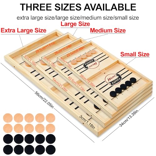 HELLO PAPAYA Fast Sling Puck Game - Test Your Speed and Accuracy with This Fast-Paced Wooden Air Hockey Desktop Battle Board Game - Guaranteed Fun Gifts for Family Night or Friends Party - size: Extra-Large