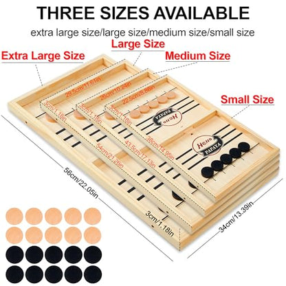 HELLO PAPAYA Fast Sling Puck Game - Test Your Speed and Accuracy with This Fast-Paced Wooden Air Hockey Desktop Battle Board Game - Guaranteed Fun Gifts for Family Night or Friends Party - size: Large