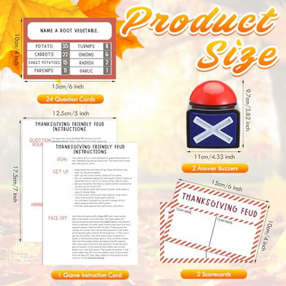 Syhood Thanksgiving Friendly Feud Card Game with 2 Answer Buzzers, Friendsgiving Trivia Quiz Game for Family, Party Night Activities for Adults, Office, Large Group and Team Building - style: Thanksgiving Joy