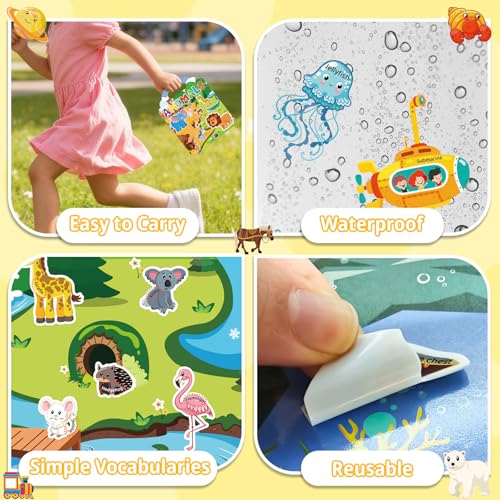 6 Pack 3D Jelly Stickers for Kids, Reusable Creative Activity Set Ages 3-8 - style: Farmhouse+Dinosaurs+Space+Animals+Ocean+Vehicles