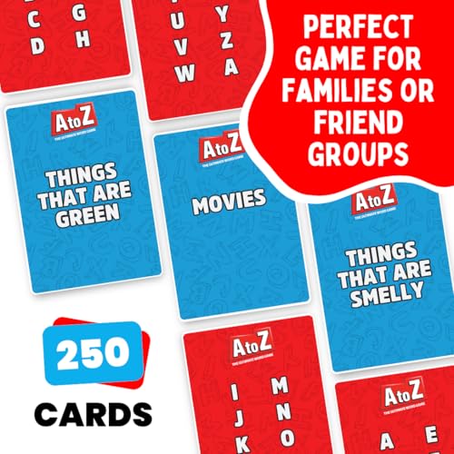 Viral Studios A to Z – Fast-Paced Word Game for Families & Game Nights – Race the Timer, Flip Letters & Shout Answers – Fun Card Game for Kids, Teens & Adults, Ages 8+, 2+ Players