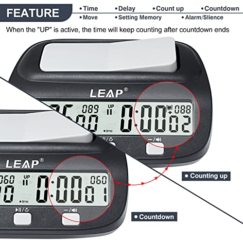 LEAP Chess Clock Digital Chess Timer Professional Chess Clock Timer with Time Bonus and Delay Features Great for Chess I-Go Upgraded Model - color: Black