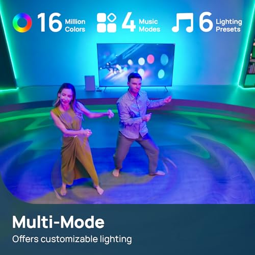 Linkind AI Sync TV Backlight Kit, HDMI 2.0 LED Strip with Decor Lighting for Home, Sync to Movie/Game/Music, 4K@60Hz for 27-90 inch TVs, Compatible with Alexa and Google Assistant