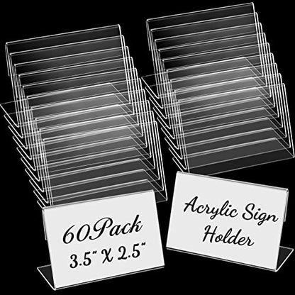Vicenpal 3.5 x 2.5 Inches Small Acrylic Sign Holder Clear Picture Frame Acrylic Stands Back Slant Sign Holders for Party Buffet, Wedding Signs, Office, Store, Restaurant, Horizontal(20 Pcs)