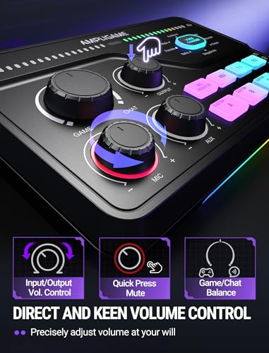 FIFINE SC8 Gaming Audio Mixer for Live Streaming with 7.1ch Surround sound | For PC,RGB,Headphone Preamp,Mute Button,Volume Control,Optical Input,48V Phantom Power,3 EQ Modes,Game Chat Volume Balacnce