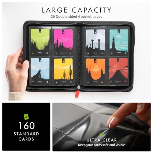 Vault X 4 Pocket Zip Trading Card Binder 160 Cards Exo-Tec (Red) | Holds 160 standard-size TCG cards in 20 side-loading 4-pocket pages. Padded, water-resistant Exo-Tec cover. - color: Red