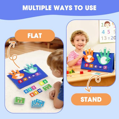 Auchq Preschool Learning Toys for Toddlers 3 4 5 Years Old, Montessori Educational Math Manipulates Number Counting Blocks for Kids, Finger Counting Math Desktop Toy for Boys Girls Birthday Gifts.