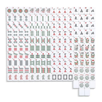 American Mahjong Tile Set, 166 White Tiles, 4 All-in-One Colors Rack/Pushers, Complete Travel Mahjong Set with Light Green Carrying Bag - color: Light Green