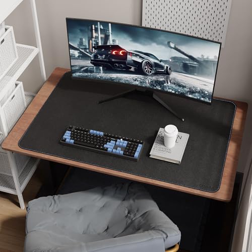 CENNBIE 39.4" x 27.5" Leather Desk Mat,Computer Mouse Pad XXL (Black) | Premium Stitched Edges Resist Wear. Waterproof, Non-Slip & Easy To Clean. Protects Desk From Scratches. For Office & Home. - color: Black, size: 39.4" x 27.5"