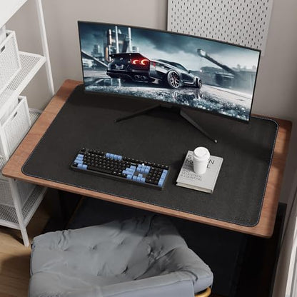 CENNBIE 39.4" x 27.5" Leather Desk Mat,Computer Mouse Pad XXL (Black) | Premium Stitched Edges Resist Wear. Waterproof, Non-Slip & Easy To Clean. Protects Desk From Scratches. For Office & Home. - color: Black, size: 39.4" x 27.5"