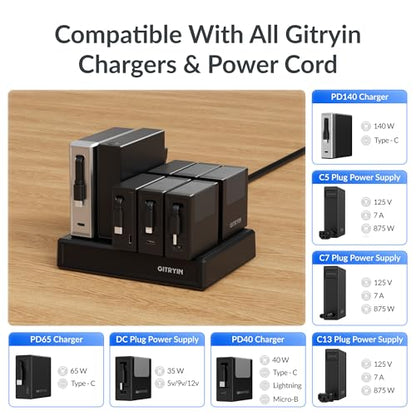 Gitryin Modular Laptop Charging Station, 4 * 140W, 40W Retractable USB C Chargers, 10 Type C Ports with Cooling Power Strip, 600W Charging Hub