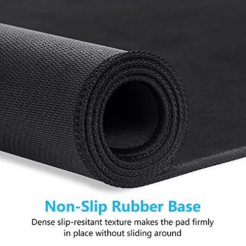 Dapesuom Large Mouse Pad, Extended Gaming Mouse Mat with Stitched Edges, Full Size Desk Mats with Non-Slip Base, Computer Big Desktop Keyboard Pad for Gamer, Laptop, Office, 23.6 x 11.8 in, Jet Black - color: Jet Black, size: 23.6L x 11.8W inches