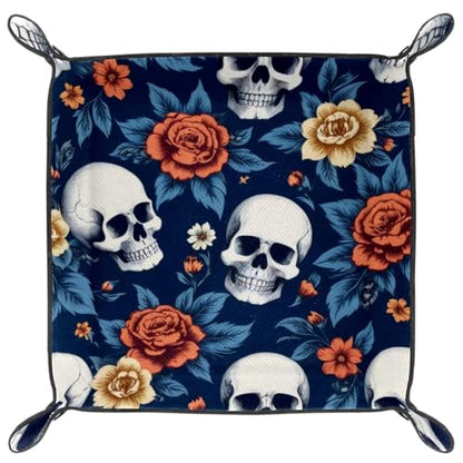 Skulls Flower Dice Tray Dice Rolling Tray Folding Dice Holder for Dice Games, Like RPG, DND and Other Table Games - color: Multi 7