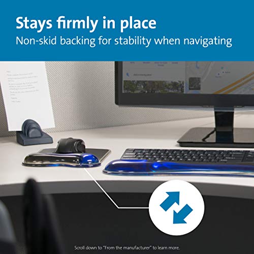 Kensington Duo Gel Mouse Pad with Wrist Rest, Ergonomic Wrist Support for Pain Relief, Comfortable Non-Skid Gel Pad for Computer, Laptop, Office & Home 9.6" x 7.6", Blue K62401AM | Ergonomic wrist support, non-skid gel pad, 9.6 x 7.6 in, pain relief for l
