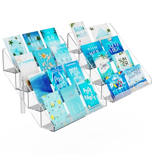 PecMuikee Greeting Card Display, 4 Tiers Clear Acrylic Sticker Display Stand for Vendors Retail, Display Photo Stand for Counter Tabletop Display Supplies, 2 Sets - color: 2 Sets