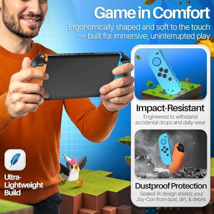 TNP JoyCon 2 Case Cover for Nintendo Switch 2 2025 - Soft Anti-Slip Silicone Protective Skin with Thumb Grip Caps Compatible with Nintendo Switch 2 Joy-Con 2 Controllers, 2 Pack (Neon Blue+Orange) - color: Neon Blue + Orange