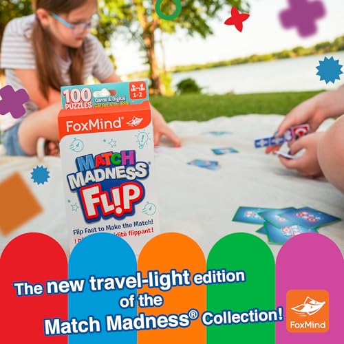 Foxmind Games: Match Madness Flip - Travel Sized Pattern Matching Puzzle Game, Develop Problem Solving-Logic-Fine Motor Skills, Kids 7+, 1-2 Players - style: Travel