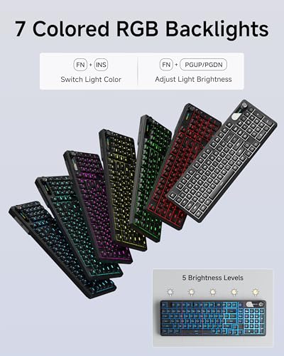 EWEADN Wired Keyboard and Mouse Combo with Detachable Wrist Rest, Quiet Ergonomic Keyboard Mouse Set with Multimedia Knob, RGB Backlit, Double-Shot Keycaps Natural Typing for Laptop, PC - Black - color: Black
