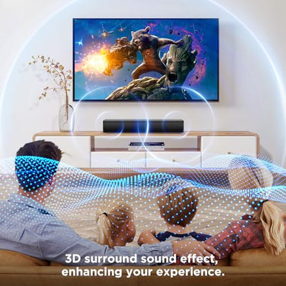 MZEIBO Sound Bar,50W for Smart TV Bluetooth 5.3 Speaker 17 Inch TV Speaker with ARC/Optical/AUX Connections - color: Black