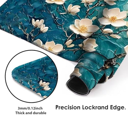 Galdas Gaming Mouse Pad XXL XL Large Long Extended Big Mousepad Non-Slip Rubber Keyboard Desk Pad with Stitched Edges for Laptop Home Office (31.5x11.8x0.08 Inch) … (Painting Flowers) - color: Painting Flowers