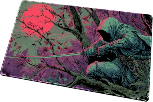 MTG Playmats(Stitched) 14x24in Compatible for OCG CCG RPG TCG Playmats with Card Zones Storage Bag (Assassins-No Zone) - color: Assassins-no Zone