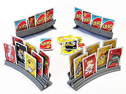 BRADYS HOUSE - Extendable Plastic Playing Card Holder Set of 4 (Grey), Card Holders for Card Games