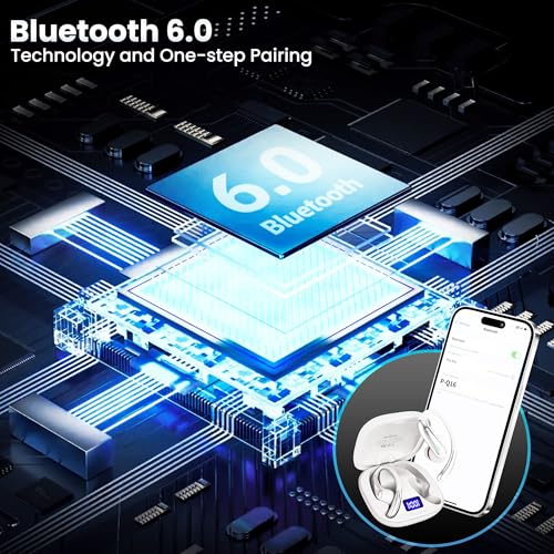 Bluetooth Headphones Wireless Earbuds Bluetooth 6.0 Headphone, Sport Bluetooth Earbuds Stereo Deep Bass Over Ear Bud with Earhooks, IPX5 Waterproof Earphone for Gym/Running/Workout White - color: White