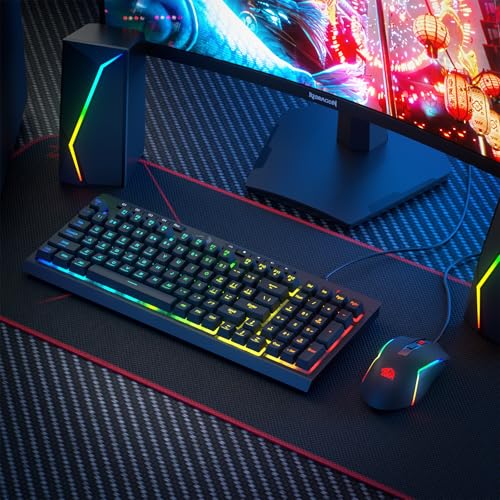Redragon S141 Combo, K515 Membrane Gaming Keyboard + M616 10000 DPI Mouse | 4 On-the-Fly Combos, Mechanical-Feel Linear Quiet Typing, 6-Button Precision Control, Detachable Wrist Rest, PRO Software - color: S141