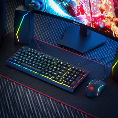 Redragon S141 Combo, K515 Membrane Gaming Keyboard + M616 10000 DPI Mouse | 4 On-the-Fly Combos, Mechanical-Feel Linear Quiet Typing, 6-Button Precision Control, Detachable Wrist Rest, PRO Software - color: S141